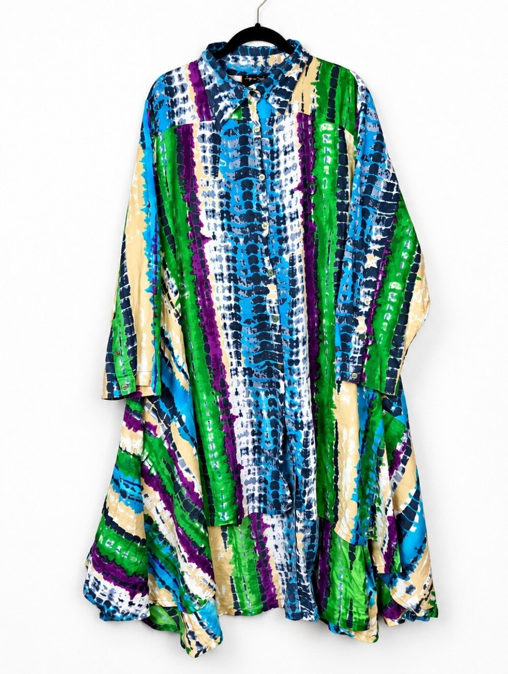 3X Tie Dye Lagenlook Art to Wear High Low Shirt Dress Oversized Boho Avant Garde